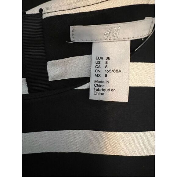 HM Striped Dress Black And Ivory Size 8 - Picture 5 of 5
